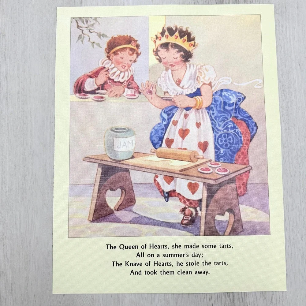 Nursery Rhyme Art Print 11x14 The Queen of Hearts Cottagecore Kids Room
